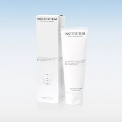 White skincare box and tube labeled INSTITV TUTUM (Instytutum) with 'Result-Driven Skincare' on a gradient blue-to-white backdrop, product display.