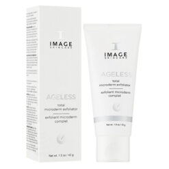 AGELESS total microderm exfoliator by Image Skincare, tube beside its white box.