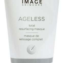 White tube of IMAGE Skincare AGELESS total resurfacing masque, 57 g, with flip cap at bottom edge