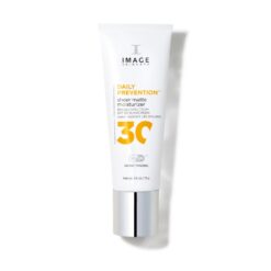 White Image Skincare Daily Prevention sunscreen moisturizer tube with SPF 30 and an orange 3C logo on a white capless tube