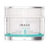 Clear jar of Image Skincare I Mask purifying probiotic mask, with teal band and silver lid