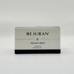 Box of Rejuran Healing Cream on a white surface, front label visible with logo