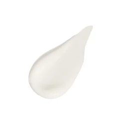 A small dollop of white cream with a smooth, glossy texture on a white background