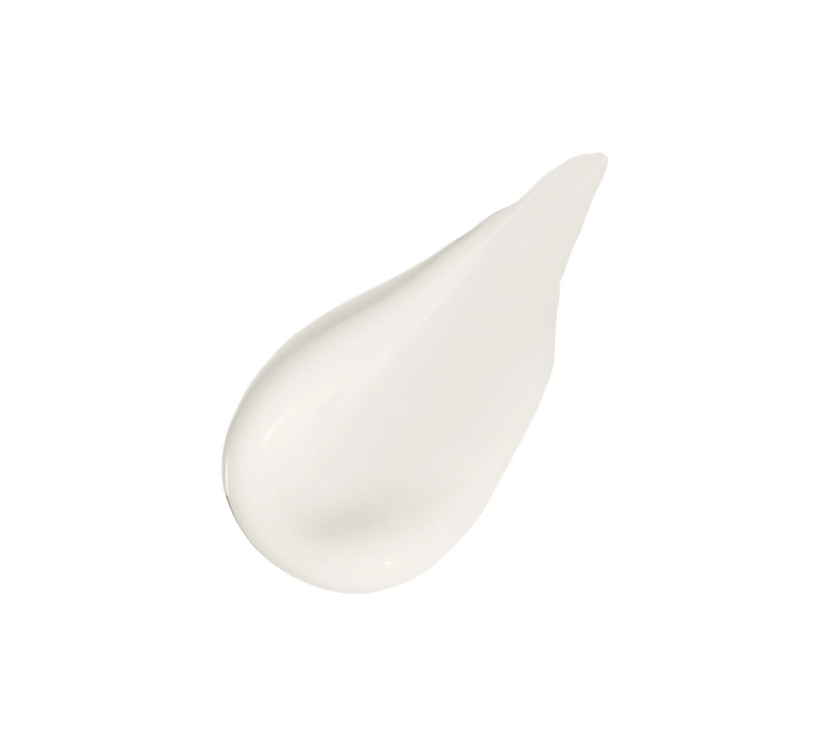 A small dollop of white cream with a smooth, glossy texture on a white background